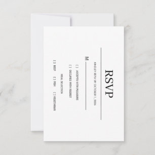 Modern minimalist svart och vit bröllops-RSVP-kort OSA Kort