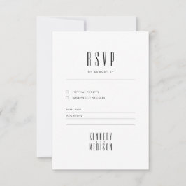 Modern minimalist svart och vit bröllops-RSVP OSA Kort