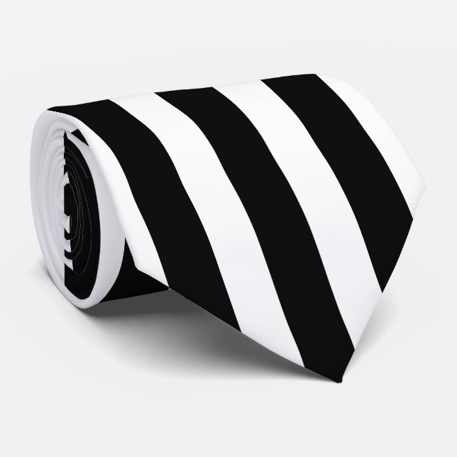 Modern minimalist svart och vit ränder slips (Rullad)