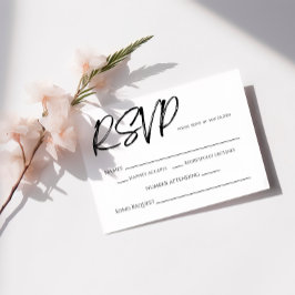 Modern minimalist svart och vit RSVP-kort OSA Kort