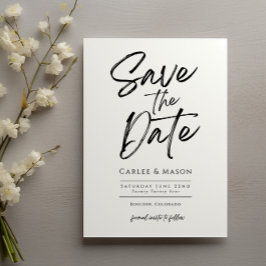 Modern minimalist svart och vit Save the Date Spara Datumet