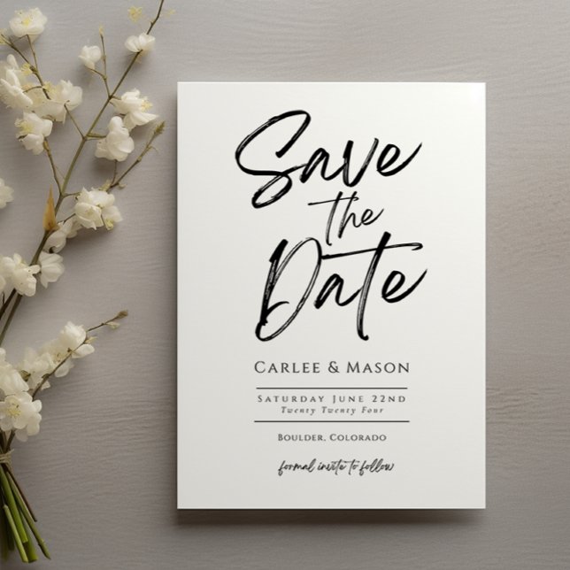 Modern minimalist svart och vit Save the Date Spara Datumet (Skapare uppladdad)