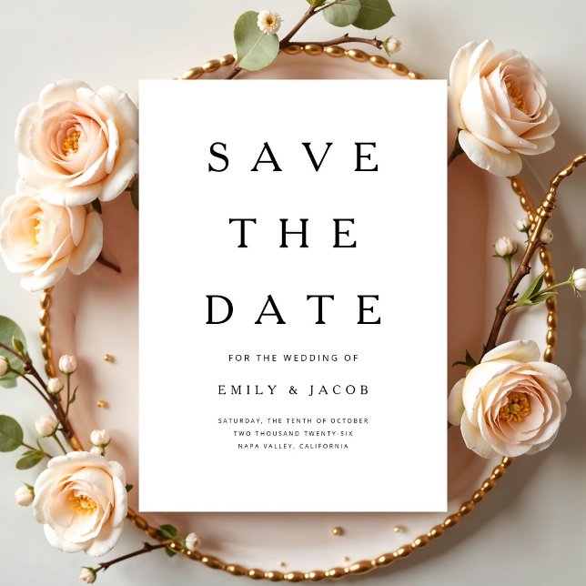 Modern minimalist svart och vit spara datumet (Modern Minimalist Black And White Save The Date)