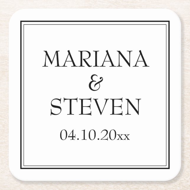Modern minimalist svart och vit underlägg papper kvadrat (Framsidan)