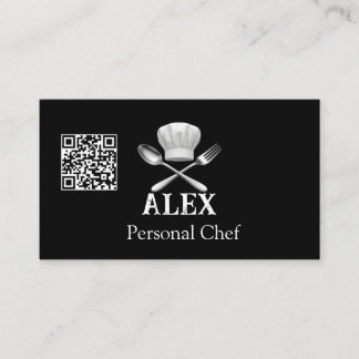 Modern minimalist svart QR-kod för personlig kock Visitkort
