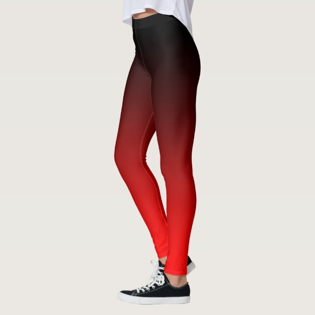 Modern minimalist svart röd gradient leggings (Vänster)