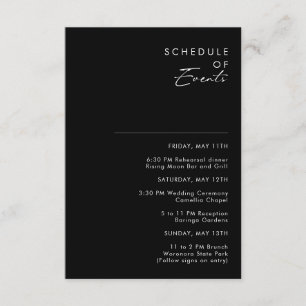 Modern minimalist Svart schema över händelsekort Tilläggskort
