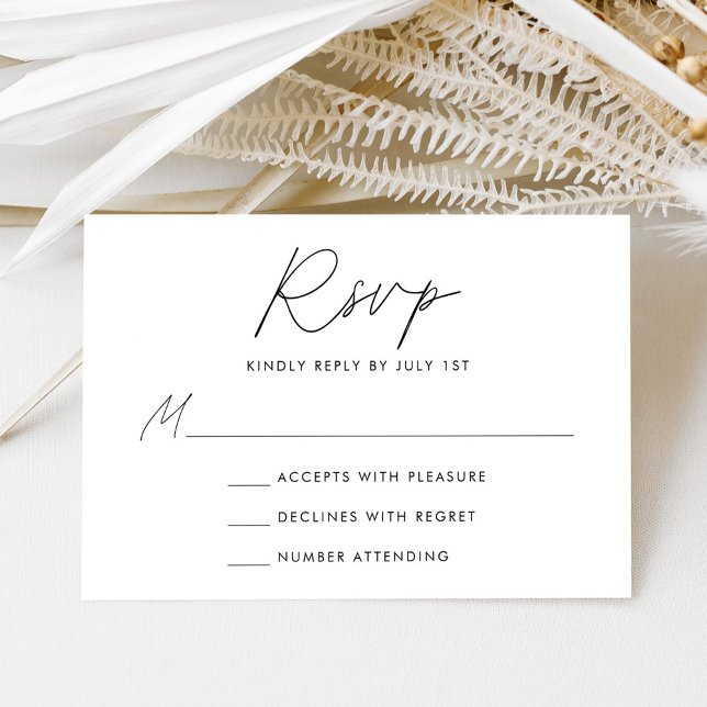 Modern minimalist svart script bröllop OSA kort (Skapare uppladdad)