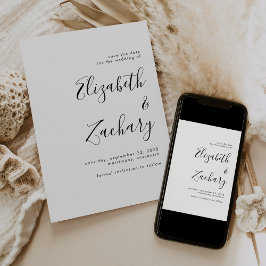 Modern minimalist svart script spara datum meddelande