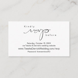 Modern Minimalist, Svart Skrift, Online RSVP Tilläggskort