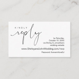 Modern Minimalist, Svart Skrift, Online RSVP Tilläggskort
