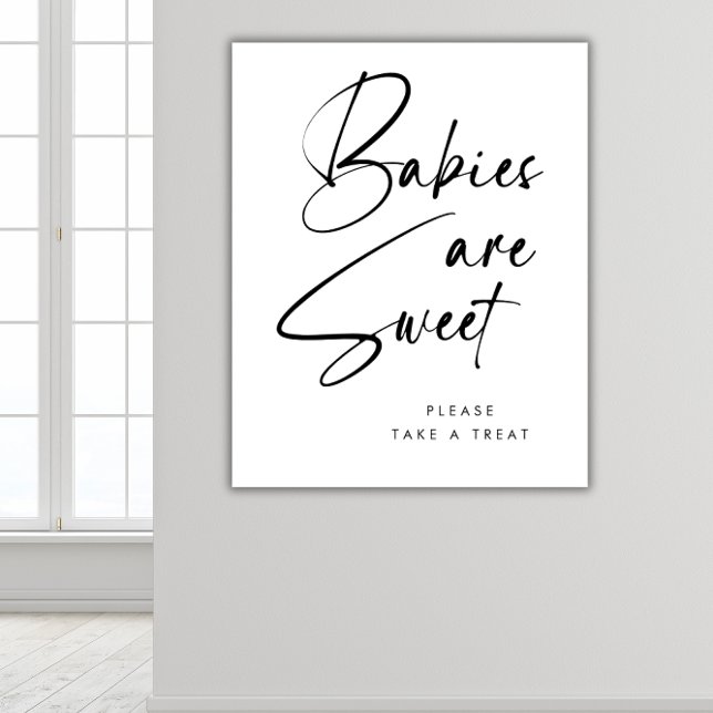 Modern minimalist svart skript Bebisar är söta  Poster (Skapare uppladdad)