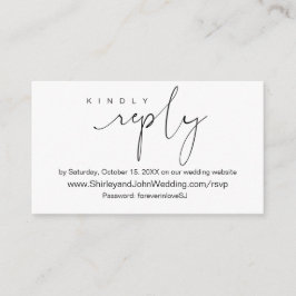 Modern minimalist, svart skript, online-RSVP Tilläggskort