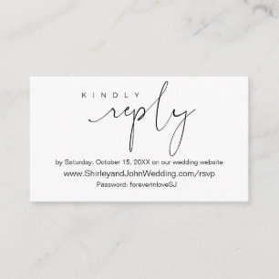 Modern minimalist, svart skript, online-RSVP Tilläggskort