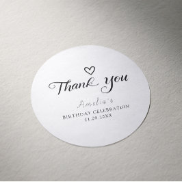 Modern minimalist svart skript tack runt klistermärke