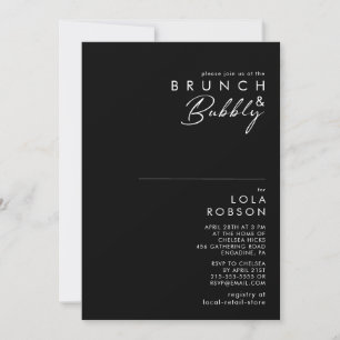 Modern minimalist Svart tvätt- och bubbeldusch Inbjudningar