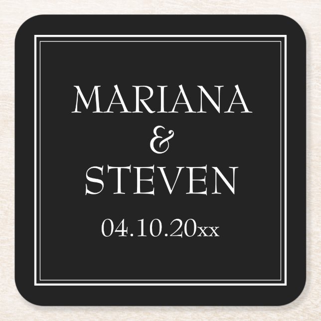 Modern minimalist svart underlägg papper kvadrat (Framsidan)
