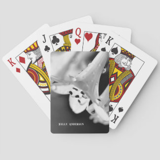 Modern minimalist svart & vit blomma med urvalstec casinokort