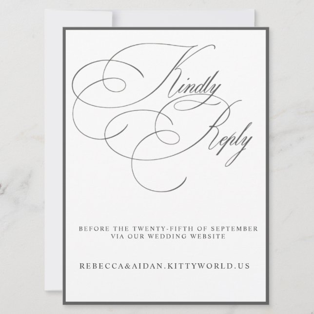 Modern minimalist svart & vit bröllops-RSVP-kort Inbjudningar (Framsida)