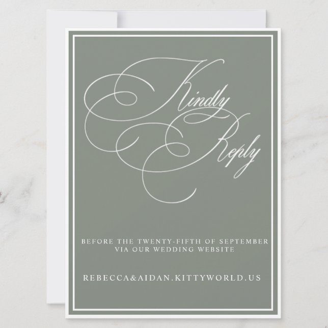 Modern minimalist svart & vit bröllops-RSVP-kort Inbjudningar (Framsida)