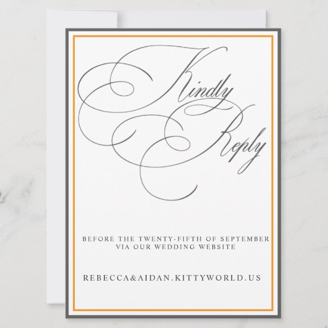 Modern minimalist svart & vit bröllops-RSVP-kort Inbjudningar (Framsida)