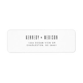 Modern minimalist svart & vit bröllopsadress returadress etikett