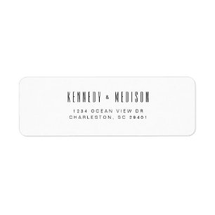 Modern minimalist svart & vit bröllopsadress returadress etikett