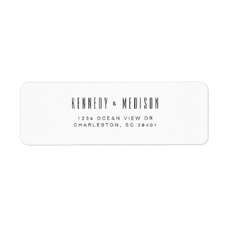 Modern minimalist svart & vit bröllopsadress returadress etikett