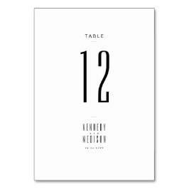Modern minimalist svart & vit bröllopsbord bordsnummer