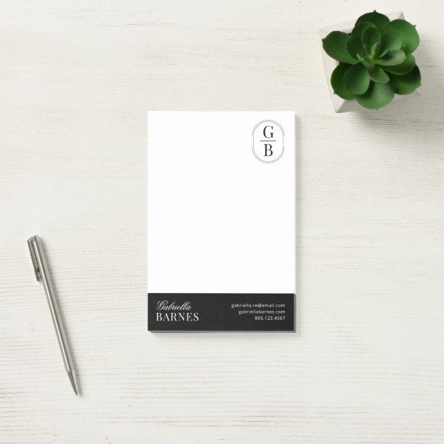Modern minimalist svart & vit djärv post-it block (Kontor)