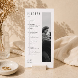 Modern minimalist svart & vit fotobryllop program