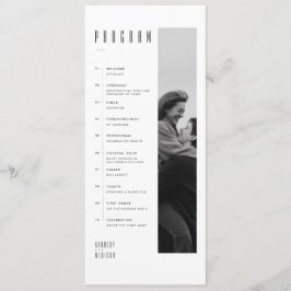 Modern minimalist svart & vit fotobryllop program