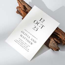Modern minimalist svart & vit fotobryllup + QR Inbjudningar