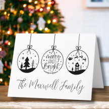 Modern minimalist svart vit God Jul
