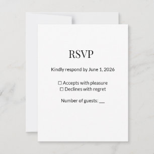 Modern minimalist svart vit RSVP-kortmall OSA Kort