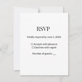 Modern minimalist svart vit RSVP-kortmall OSA Kort
