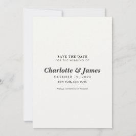 Modern minimalist svart & vit save the date