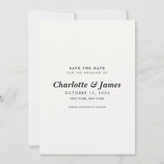 Modern minimalist svart & vit save the date