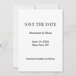 Modern minimalist svart vit Save the Date