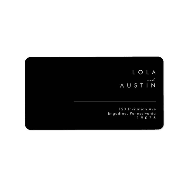Modern minimalist | Svarta Bröllop OSA Adress Adressetikett (Framsidan)