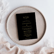 Modern minimalist | Svarta Guld Monogram Bröllop
