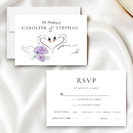 Modern Minimalist Swan RSVP Card with Meal Options OSA Kort
