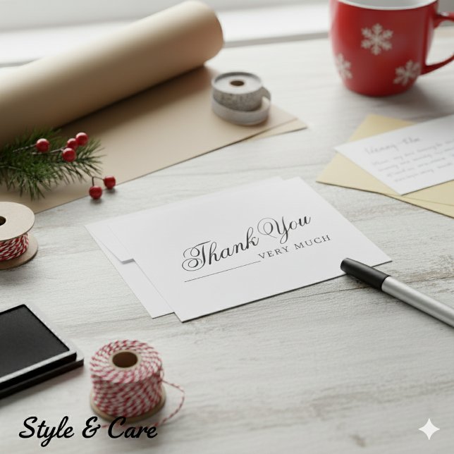 Modern minimalist tack tack så mycket vykort (Modern Minimalist Thank You Very Much Note Card)