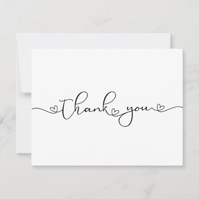Modern Minimalist Thank You Heart Custom Card Tack Kort (Framsida)