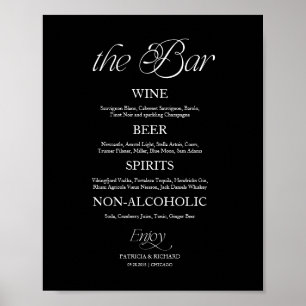 Modern minimalist "The Bar" bröllopsmenytecken Poster