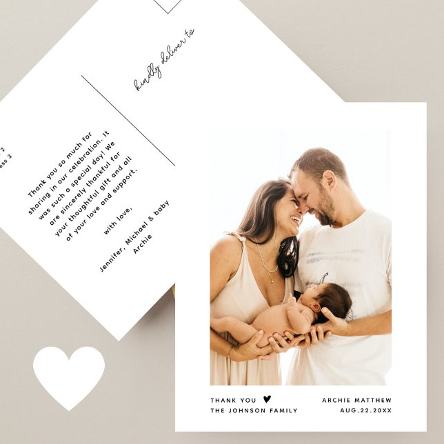 Modern minimalist typografi Baby Shower Foto Vykort (Skapare uppladdad)