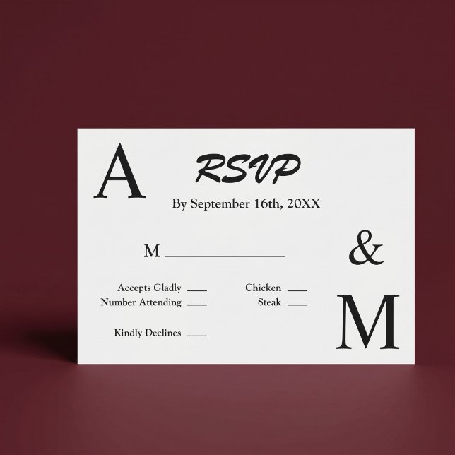 Modern minimalist typografi monogram RSVP-kort OSA Kort (Skapare uppladdad)