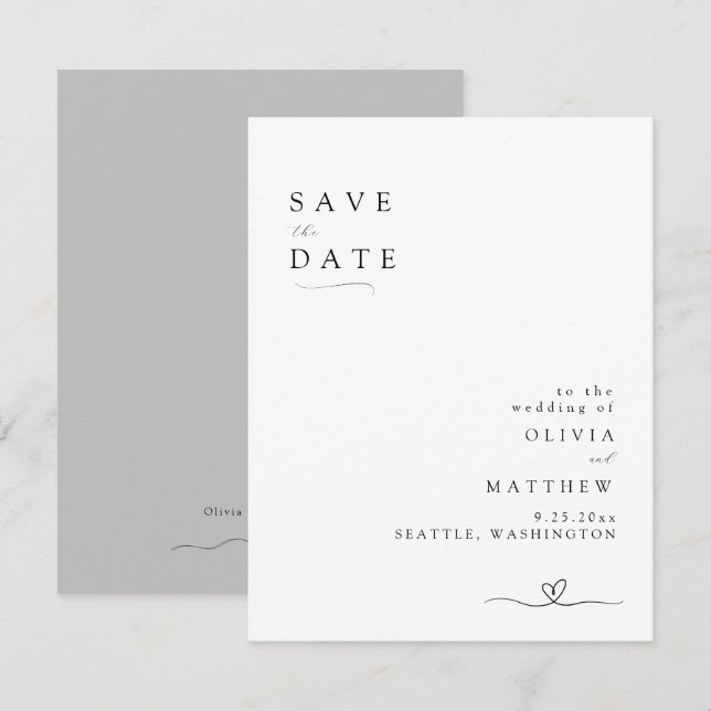 Modern minimalist typografi Spara datumet (Fram/baksida)