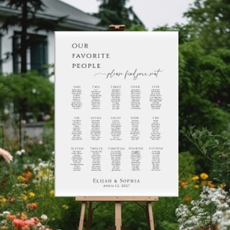 Modern minimalist up to 15 tables seating plan poster