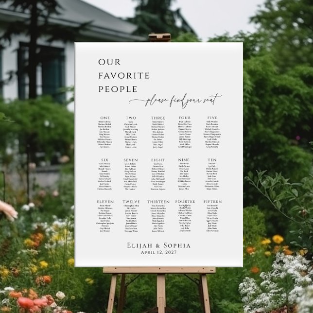 Modern minimalist up to 15 tables seating plan poster (Skapare uppladdad)
